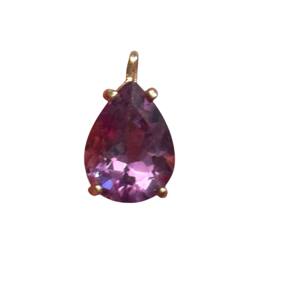 Elegant Purple Simulated Amethyst Teardrop Pendant - Picture 2 of 3